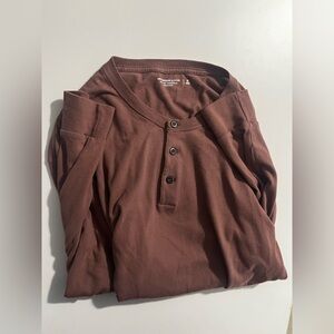 Abercrombie Soft A&F Essentials Oversized Henley Brown Shirt—Medium